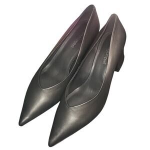 Jeffrey Campbell Black Leather Pointed Toe Block Heel Pumps Size 10 CBK Office
